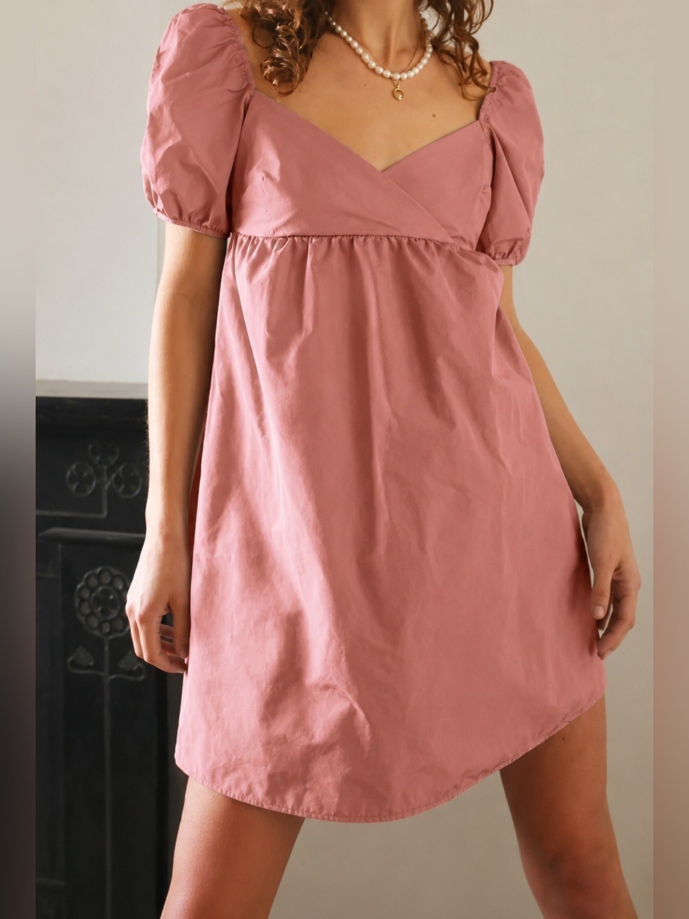 Aritzia WILFRED Heirloom Pink Puffy Sleeve Tie Back Opera Dress Size S